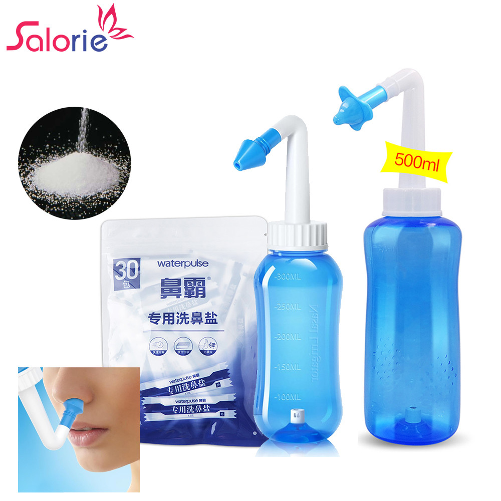 Salorie 250/300/500ml Lavagem Nasal Neti Pote Nariz Sinus Limpador Portátil Garrafa Protetor