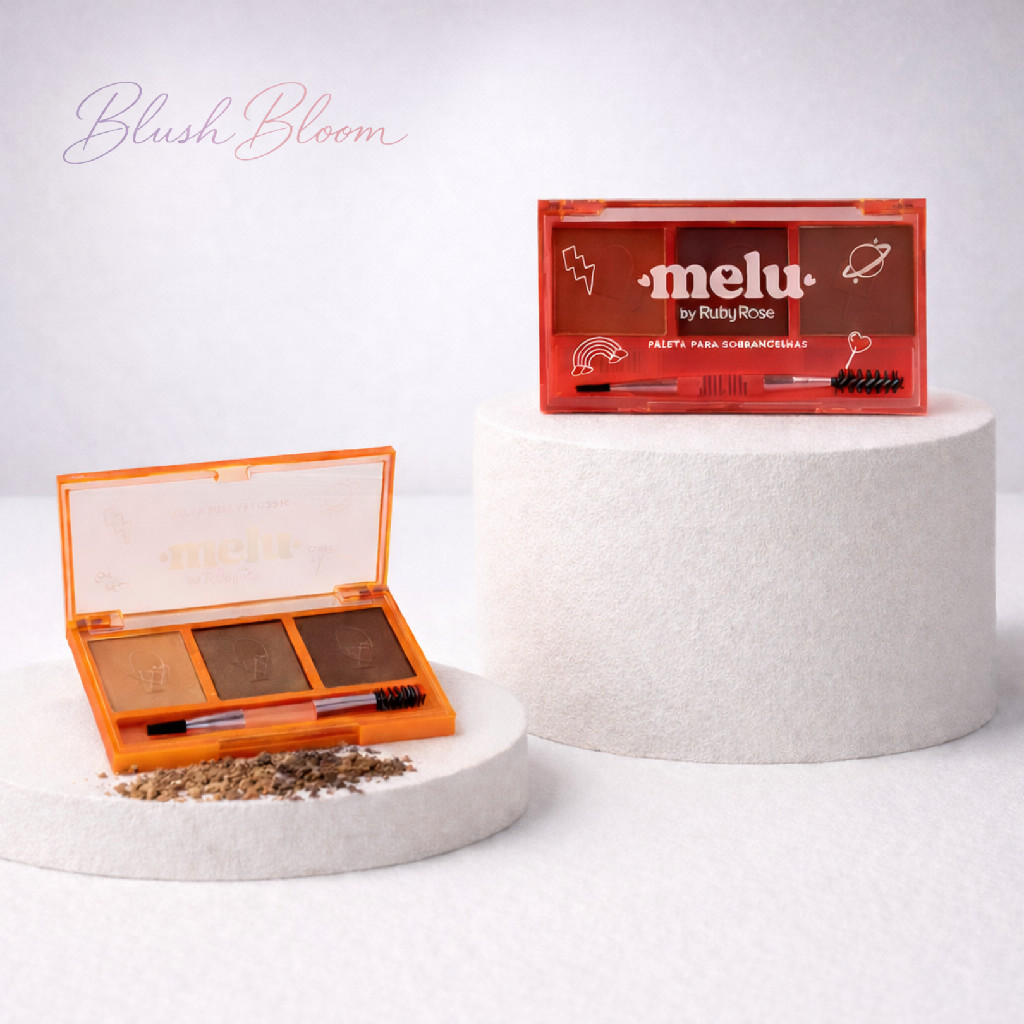 Paleta Trio de Sombras Melu By Ruby Rose Original para Sobrancelhas com Pincel e Escovinha
