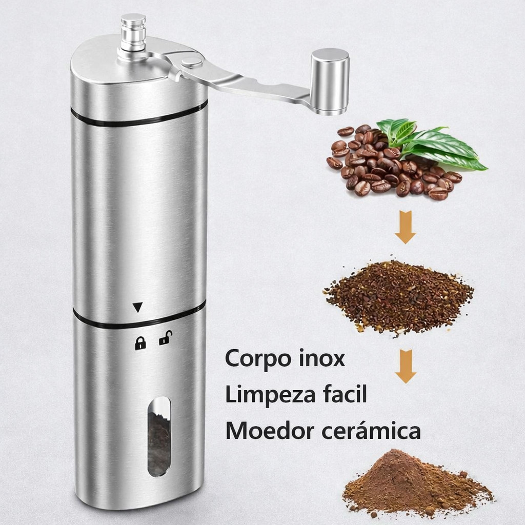 Maquina de Moer Moedor de Café Manual Ajustável de Moagem Grosso Fina Manivela  Portátil Cafe Mesa Grãos Aroma Cônica