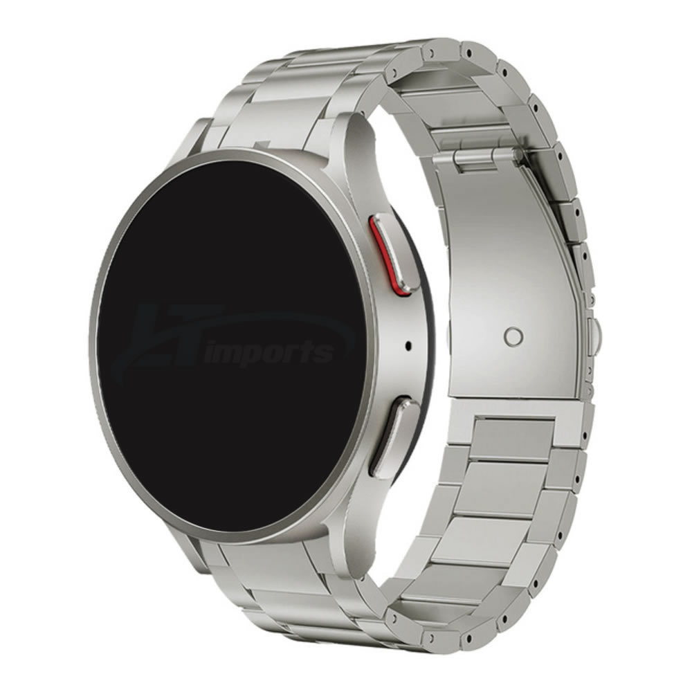 Pulseira Metal 3 Elos Titanio LTimports compativel com Samsung Galaxy Watch 5 Pro 45mm e Samsung Galaxy Watch 7/6/5/4/FE