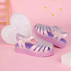 Sandália Infantil Menina Kidy Gloss Belinha Brilho Fisherman Morderna Confortável Translúcida Leve