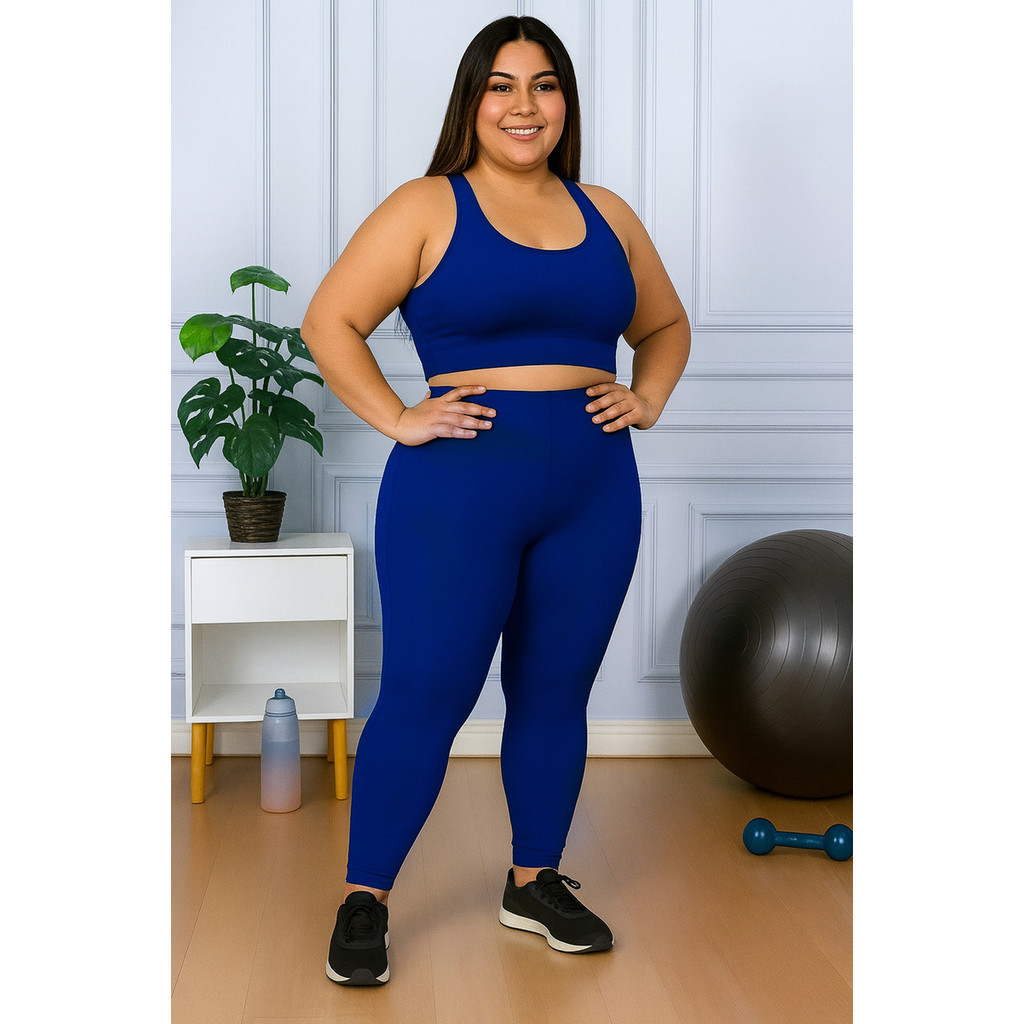 Conjunto Calça Legging + Top Roupa Academia Treino Plus Size em Oferta na Shopee