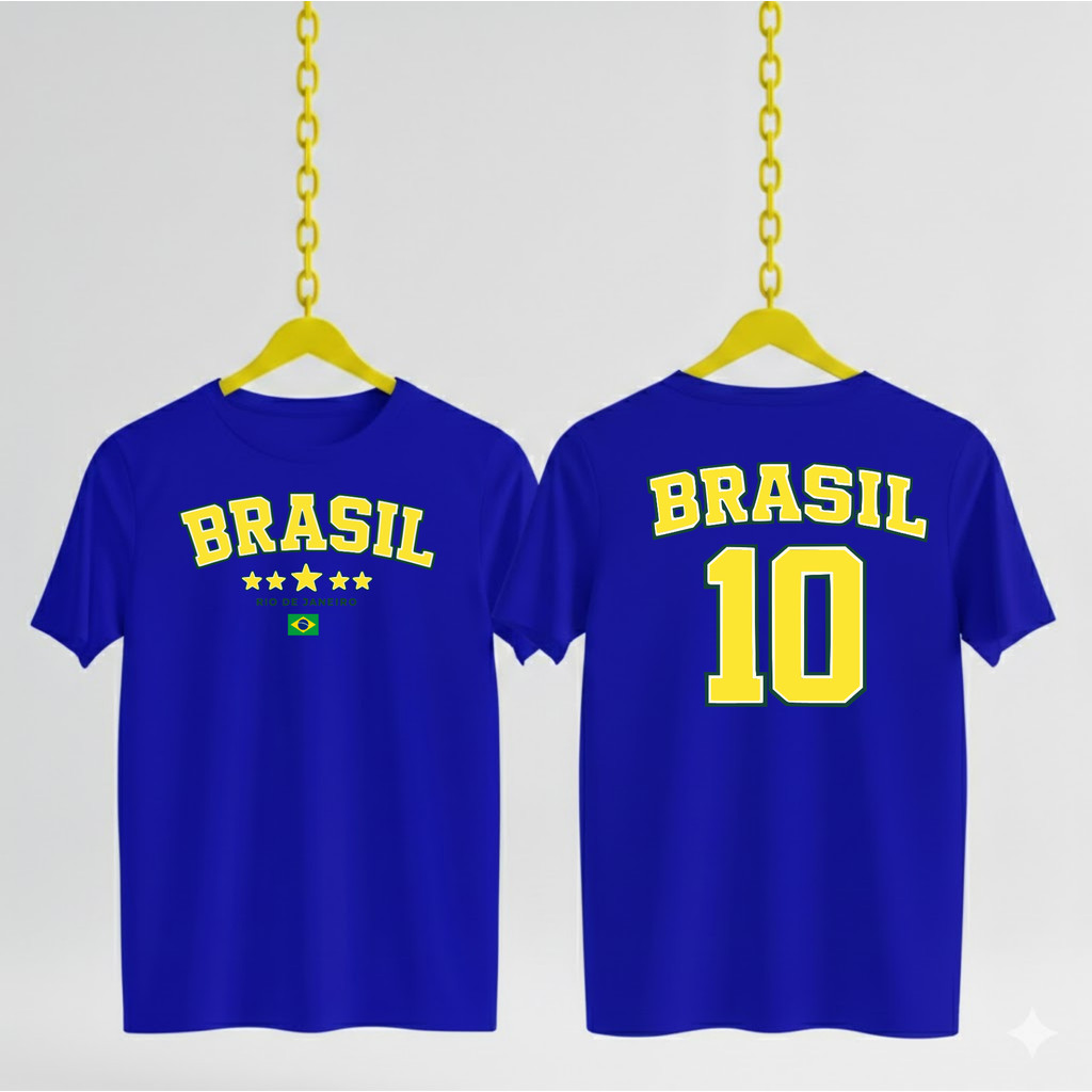 Camiseta Masculina Estampada Brasil Copa Do Mundo Casual Unissex Adulto Infantil100% Algodão Futebol