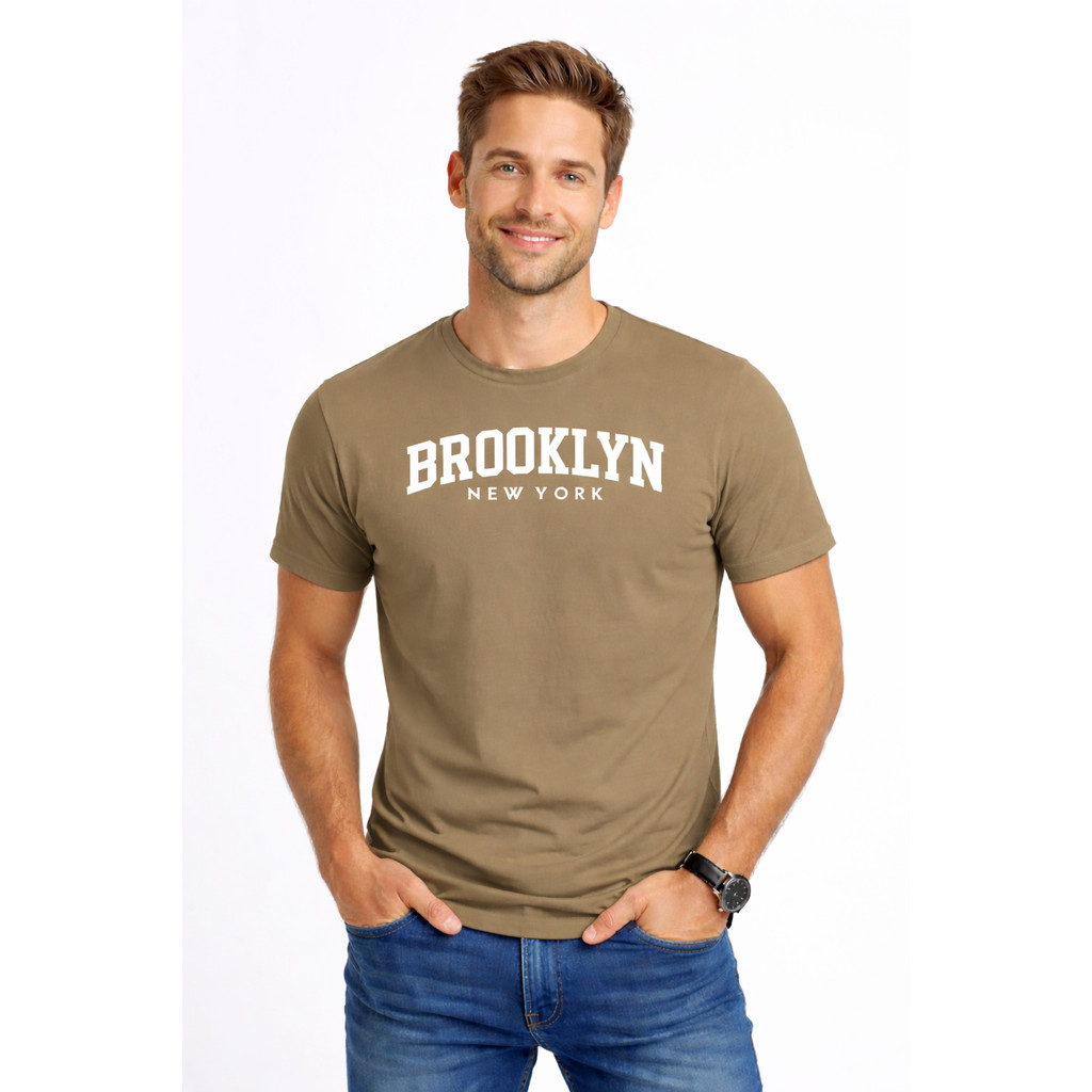 Camiseta Masculina Básica Estampada Confortável Versátil Dia a Dia