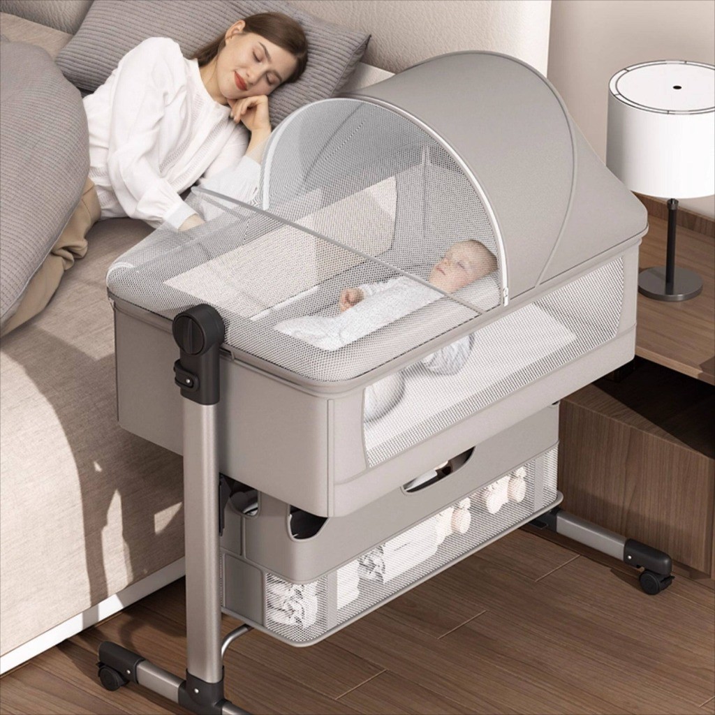 Berço portátil/berço Mosi com trava de segurança móvel ajustável adequado para 3 anos de idade