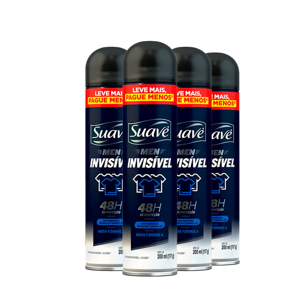 Kit Desodorante Antitranspirante Suave Invisible 200ml - 4 Unidades em Oferta na Shopee