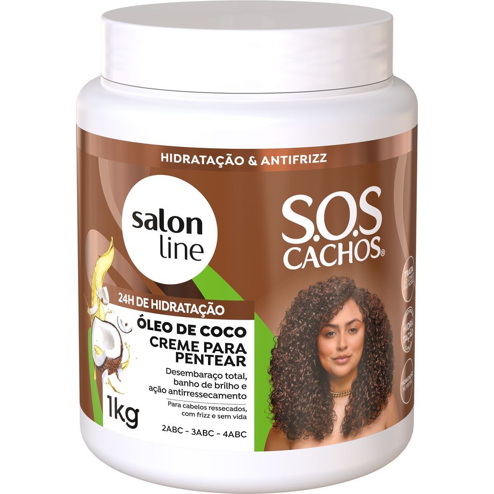 Creme para Pentear SOS Cachos Óleo De Coco Hidratação Absoluta Salon Line 1kg em Oferta na Shopee