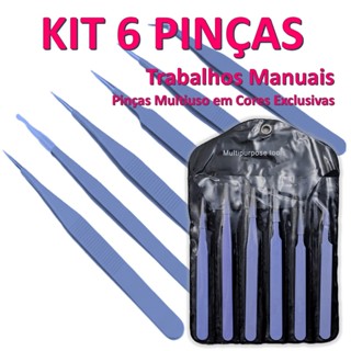 Pinças Antiestática Azul Aço Inox Kit 6 unidades Manutenção Eletrônica e Depilação em Oferta na Shopee