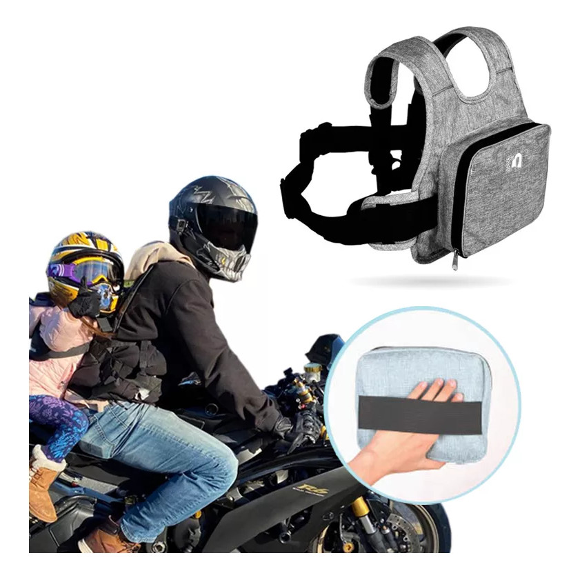 Colete Cinto Segurança Infantil Criança Moto Motocicleta Antiqueda Ajustável Cinza