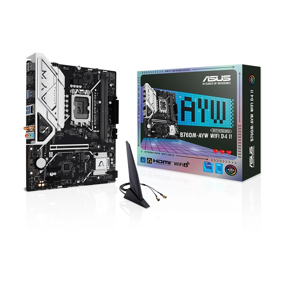 Placa-Mãe ASUS B760M-AYW WIFI D4 II, Intel LGA 1700, mATX, DDR4, Wi-Fi 6, Preto - 90MB1MG0-M0EAY0 em Oferta na Shopee