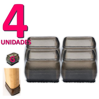 Kit 04 Peças Protetor De Silicone Para Pé Da Mesa E Cadeira PRETO RETANGULAR Tam: G em Oferta na Shopee