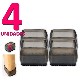 Kit 04 Peças Protetor De Silicone Para Pé Da Mesa E Cadeira PRETO RETANGULAR Tam: G