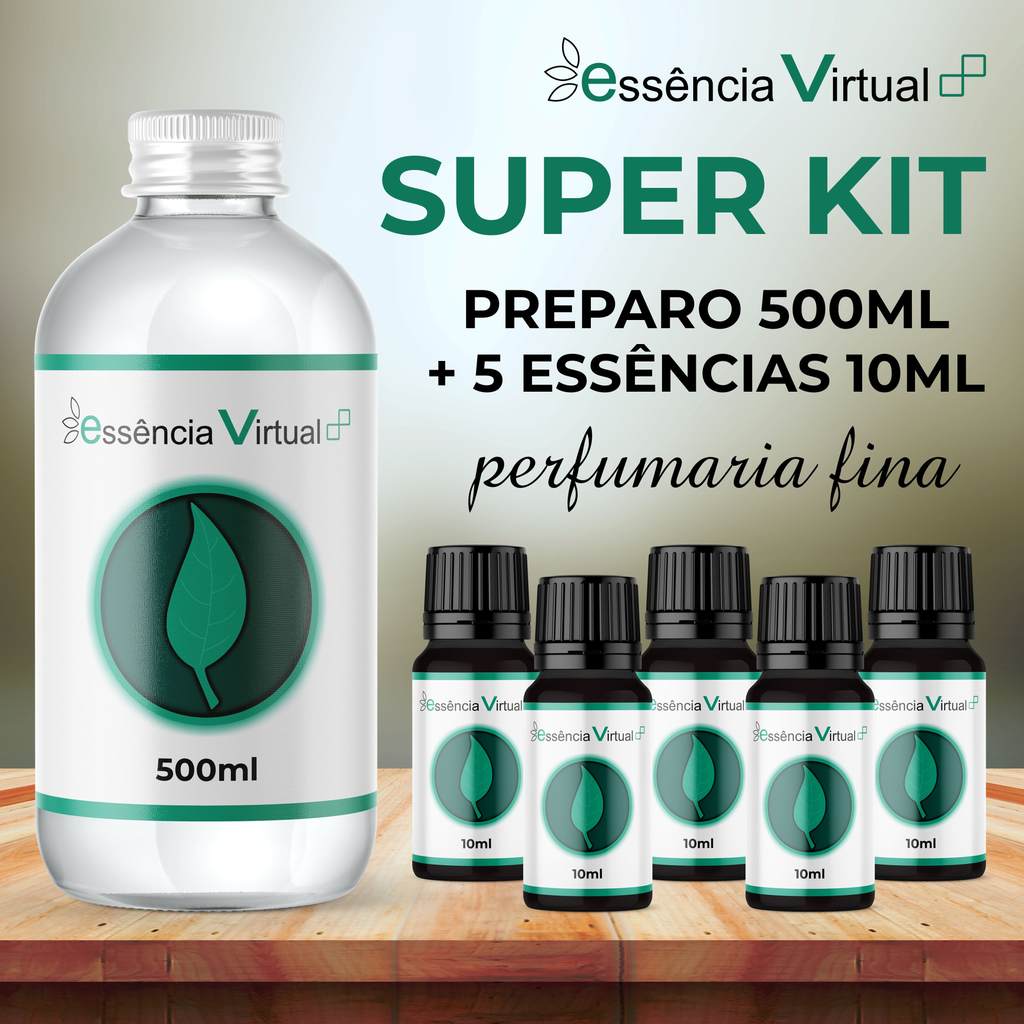 Kit Para Fazer Perfume Artesanal Profissional 5 Essências 10ml + Preparo 500ml