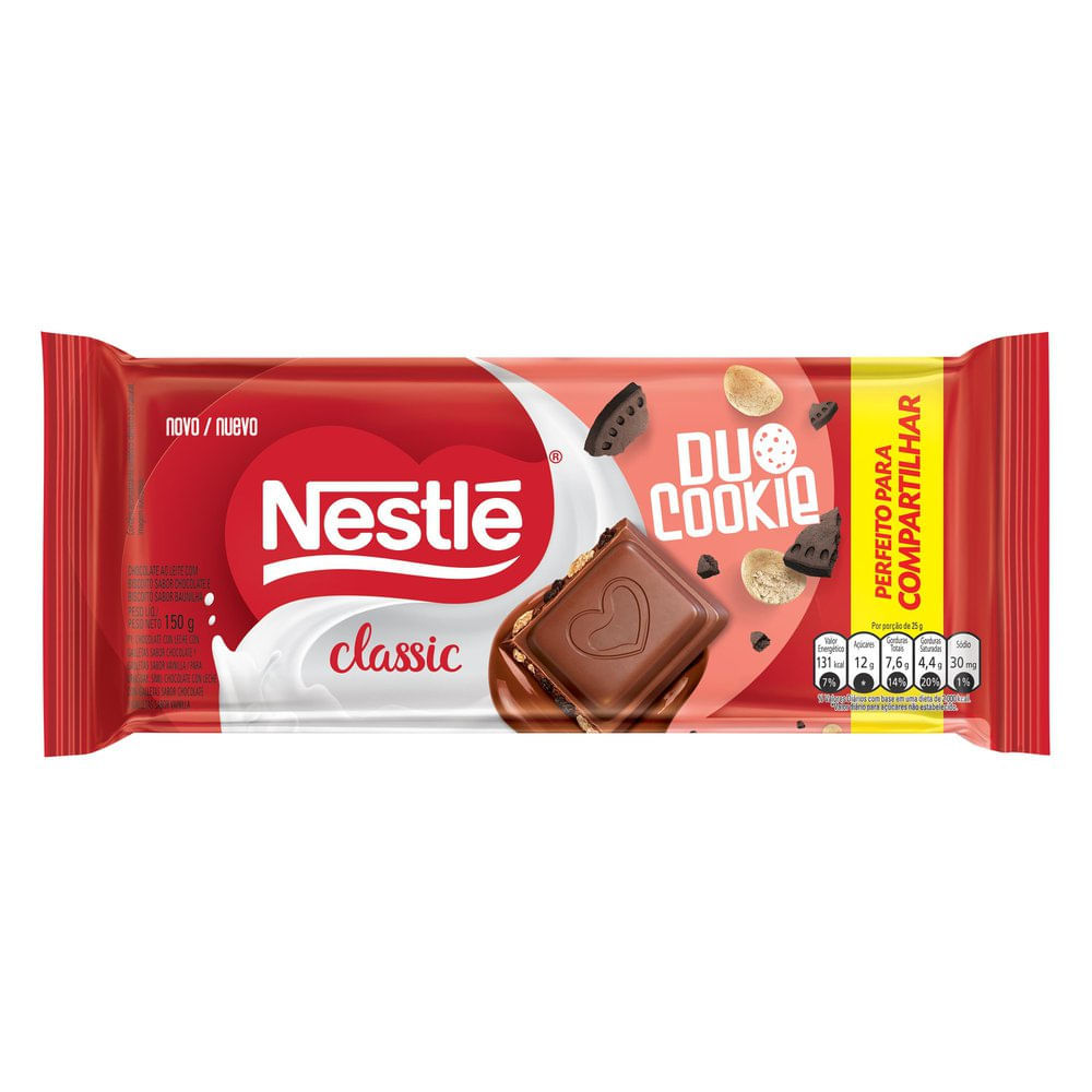Chocolate Nestlé Classic Duo Cookie 150g em Oferta na Shopee