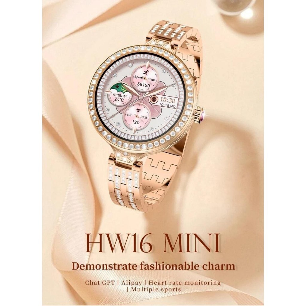 Smartwatch Hw16 Mini Fashion + Bracelete e Brincos Edição Limitada Nov