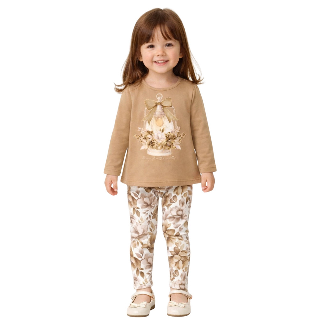 Conjunto Infantil Menina Inverno Blusa e Legging em Cotton Confortável e Sofisticado Milon 2001483