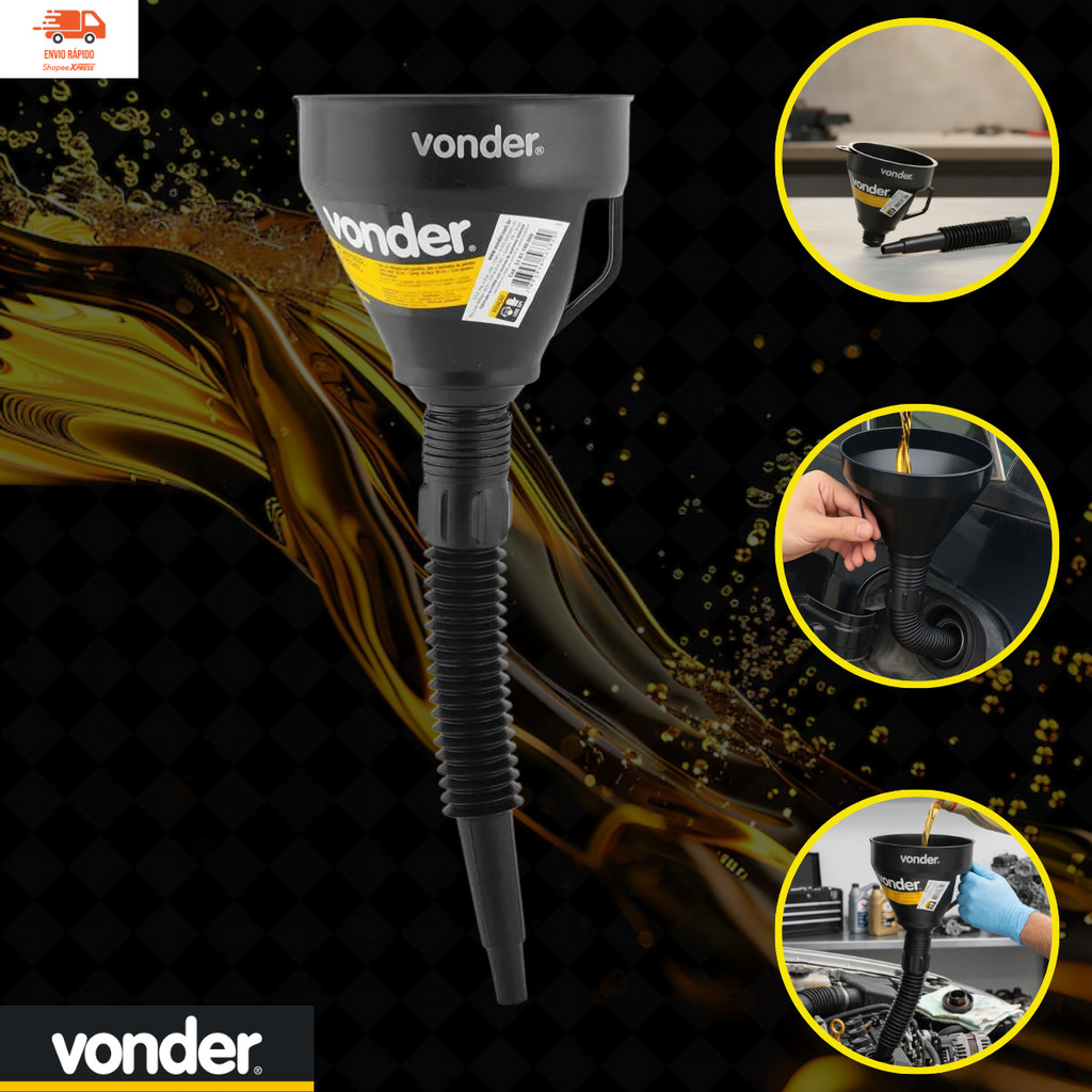 Funil Plástico Com Bico Flexível 140mm Preto Vonder Preto