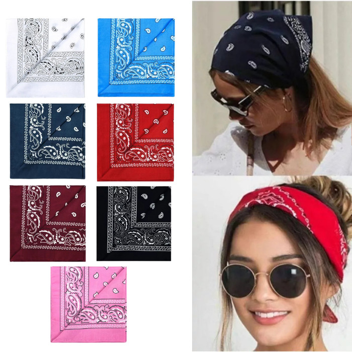 KIT BANDANA com Lenço Estampado Classica Várias Cores Unissex 55 por 55Cm