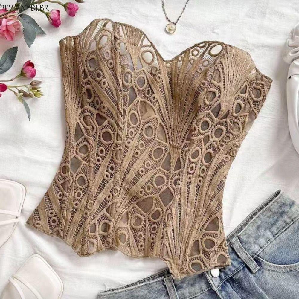 PEWANYDI Shapewear De Espinha De Peixe De Renda , Roupa Íntima Modeladora De Ajuste Fino Para Mulheres , Espartilho Com