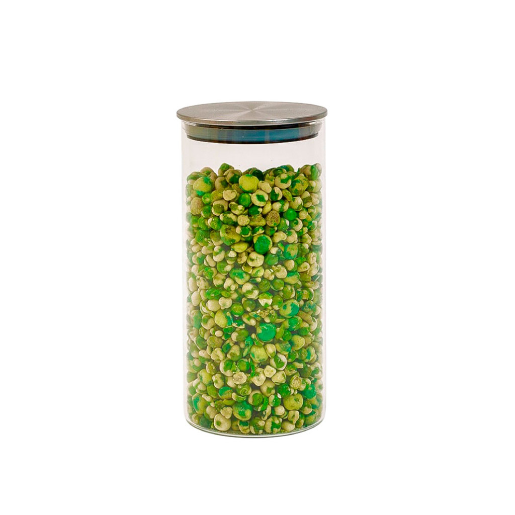 Pote de vidro 1,3L com tampa inox hermético redondo - Tud