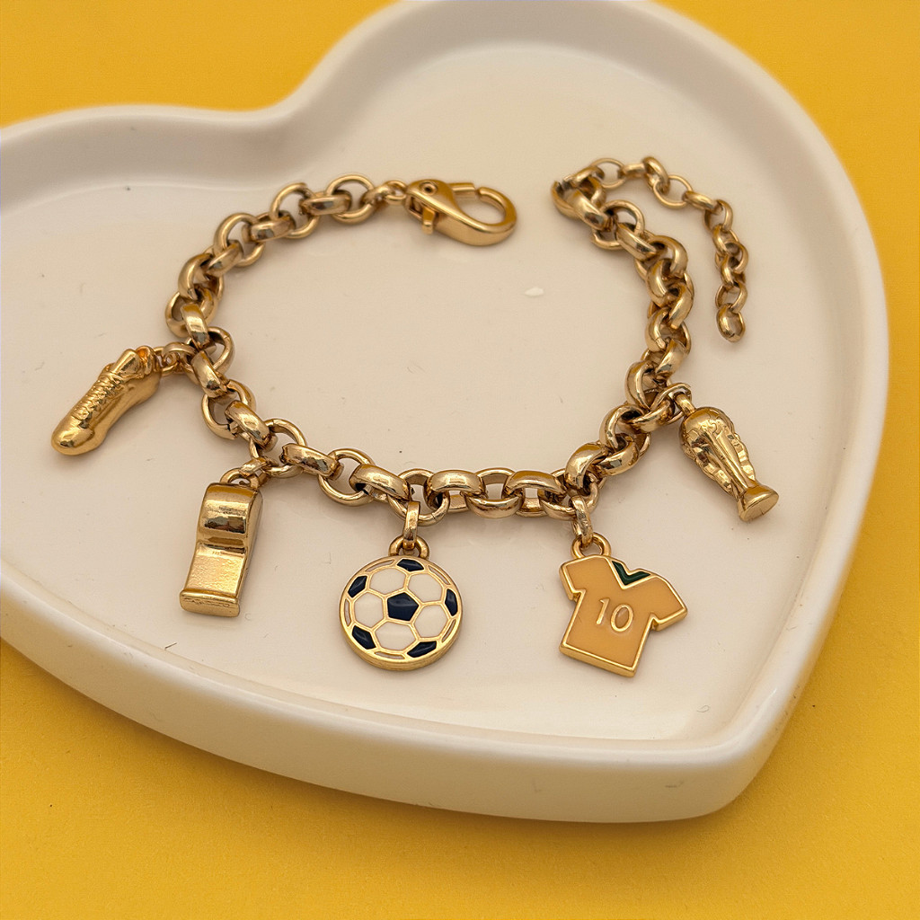 Pulseira Feminina Berloques Brasil Core Copa do Mundo Futebol