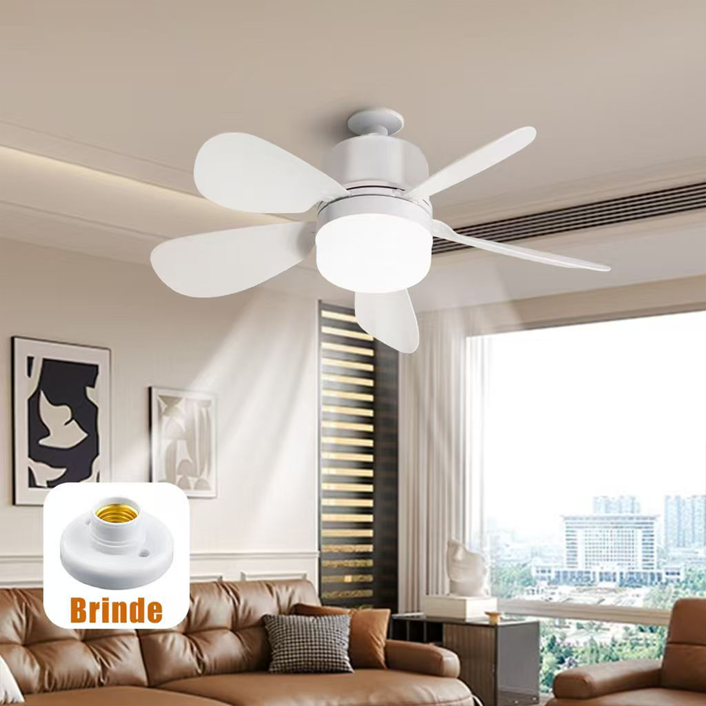 80/60W Ventilador de Teto com Luz para Pequenos Espaços Silencioso Controle Remoto Instalação Fácil Bivolt Branco ou RGB