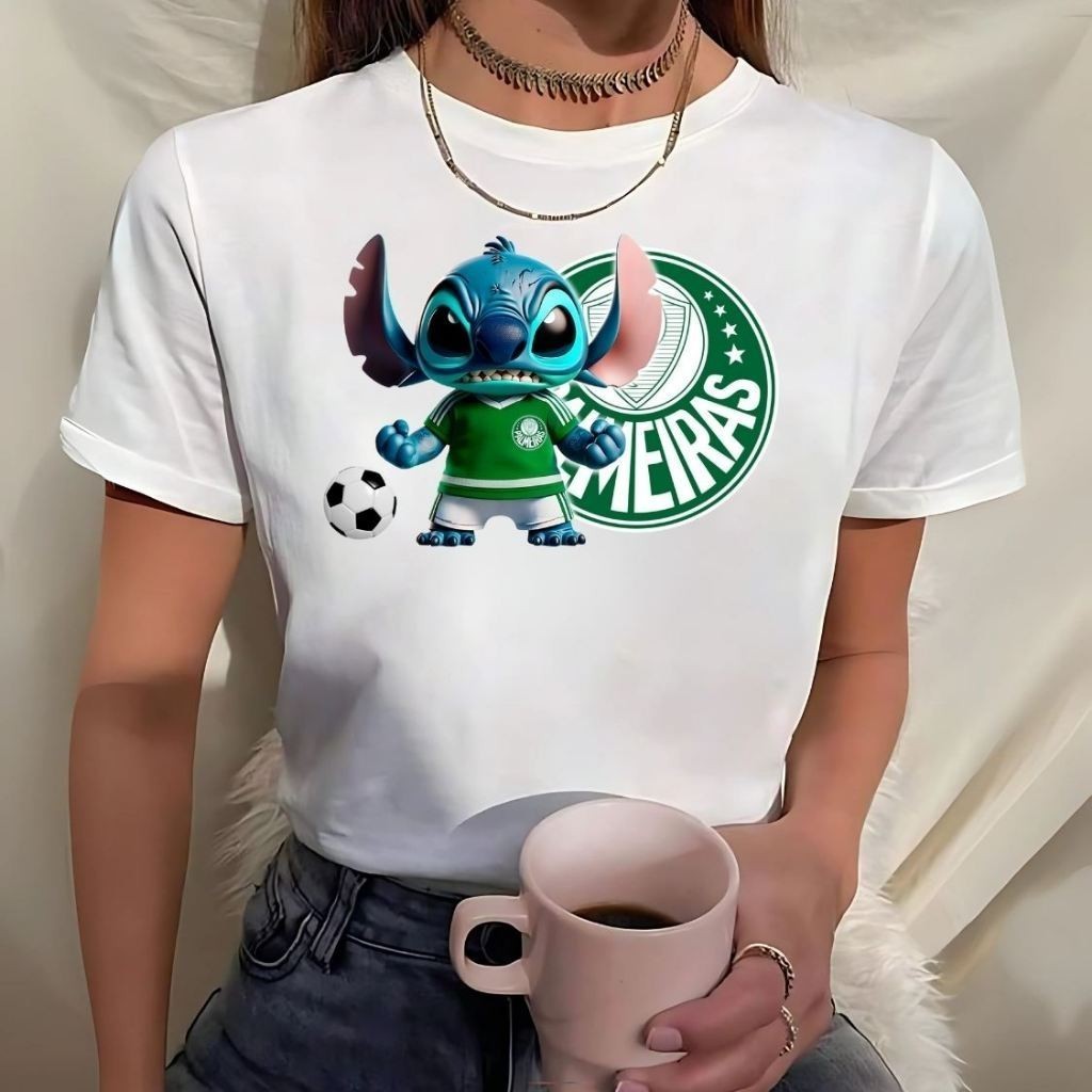 Camisa Feminina Do Palmeiras Stith Branca - Camiseta Palmeiras Campeao