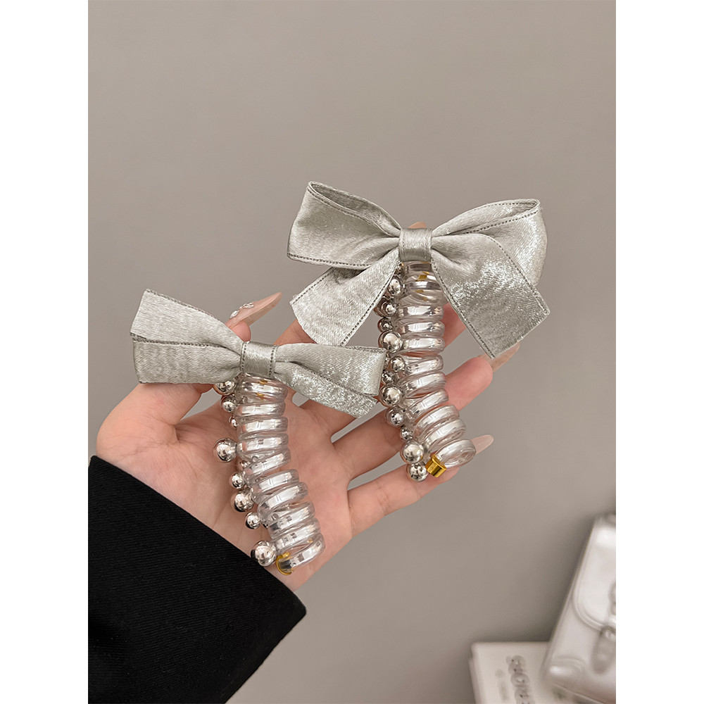 Estilo coreano prata arco frisado linha telefônica anel de cabelo feminino rabo de cavalo sem costura corda de cabelo bo