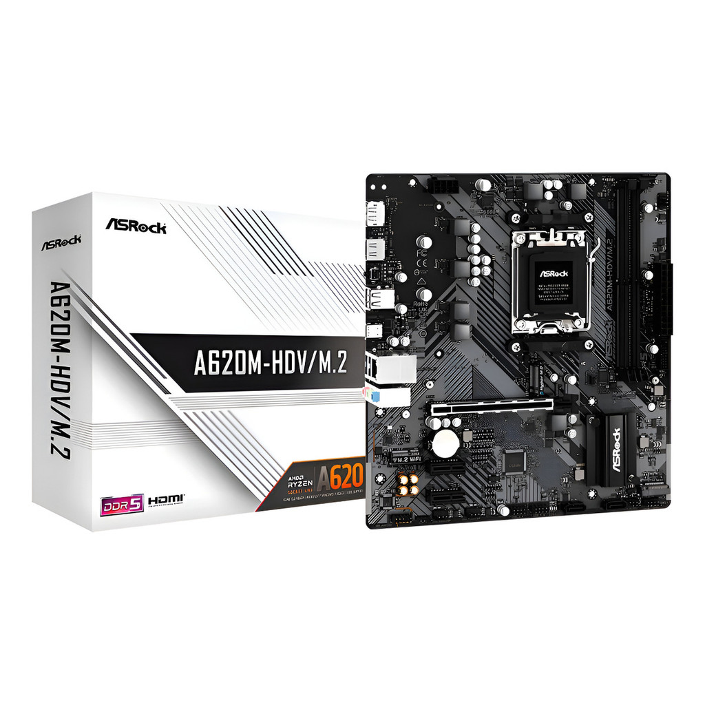 Placa Mãe Asrock A620m Hdv M2 Soquete Amd Am5 Matx Ddr5 Preto