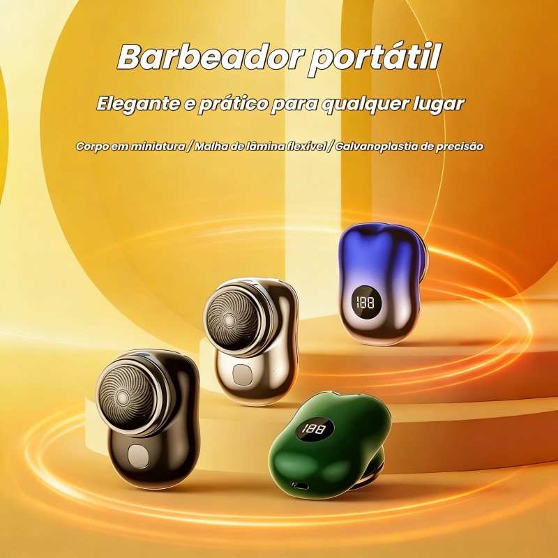 Kit Mini Barbeador Elétrico Portátil, À Prova D'água, Carregamento Tipo-C, Aparador de Barba de Bolso