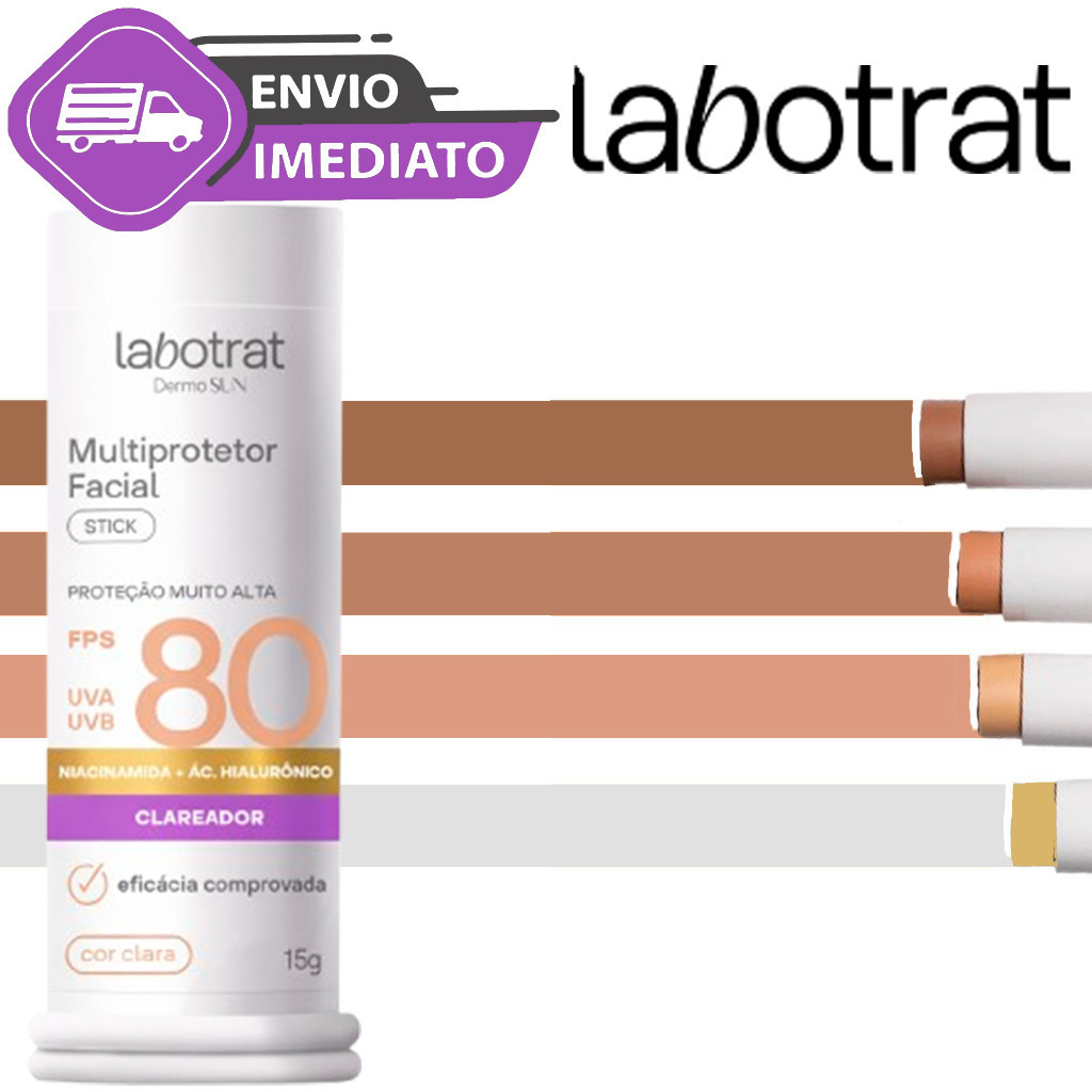 Protetor Solar Facial Clareador FPS80 Com Base Stick Bastão 15g Efeito Matte Labotrat Envio Imediato