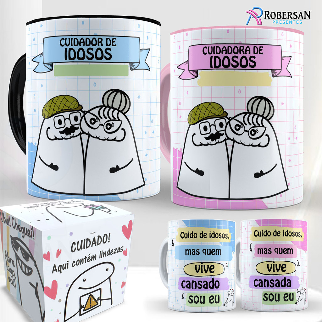Caneca Cuidadora De Idosos Profissão Presente Criativo Porcelana 325ml Café Personalizada