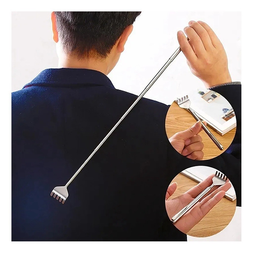 Coçador Para Costas Mãozinha Telescópio Regulável Inox
