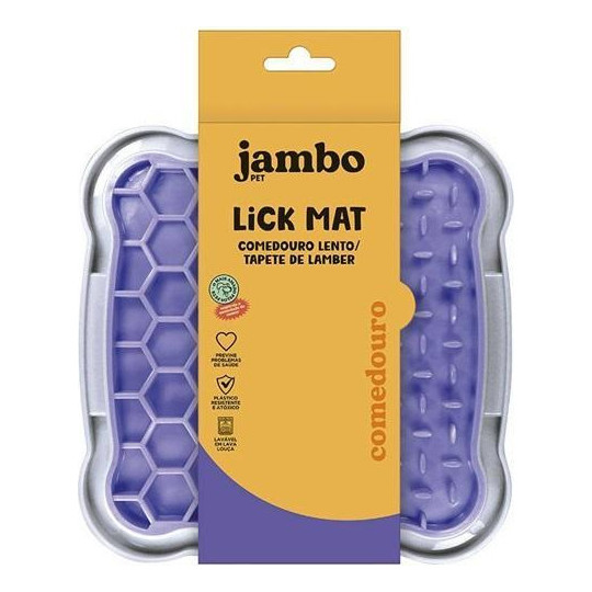 Comedouro Lento Tapete Lambe Lick Mat Jambo Quadrado Lilas Laranja