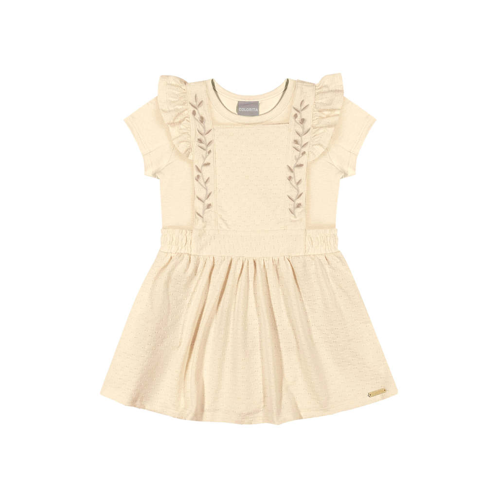 Conjunto Infantil Menina Salopete Bordada Colorittá Amarelo