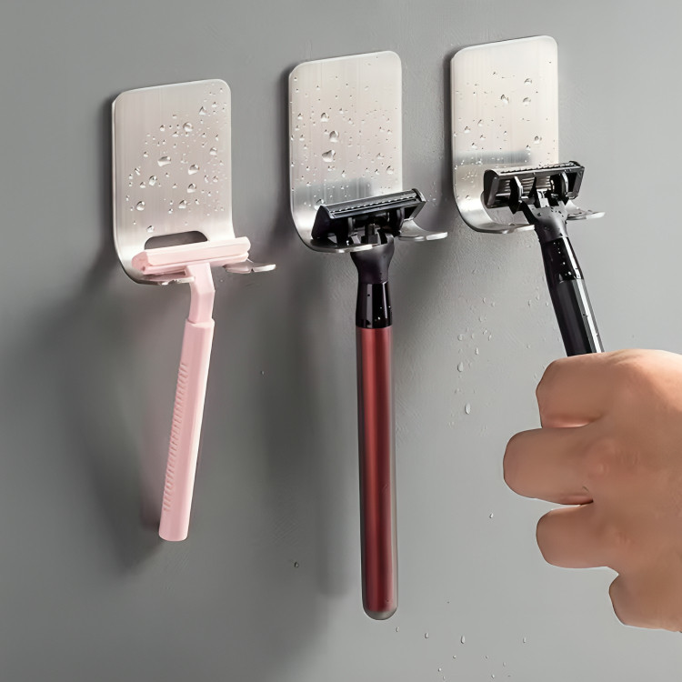 Kit 1 - 3 Suporte Porta Aparelho Barbear aço inox até 4kg Suporte de Barbeador Adesivo Multiuso Inox Suporte Bolsa