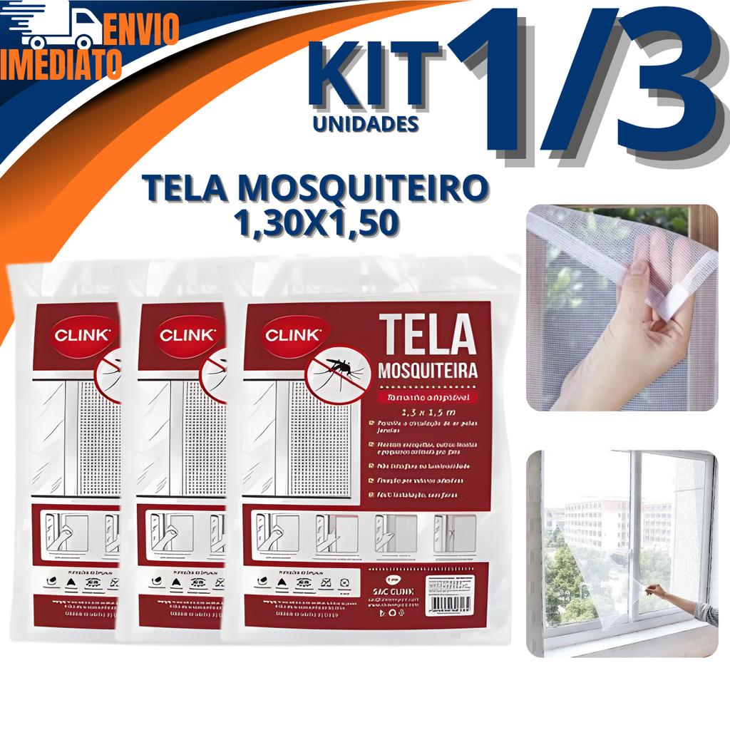 Kit 1/2/3 Tela Mosquiteiro Mosquiteira Para Janela 1,30x1,50 Com Fita Colante Velcro Anti-Inseto Mosquitos em Oferta na Shopee