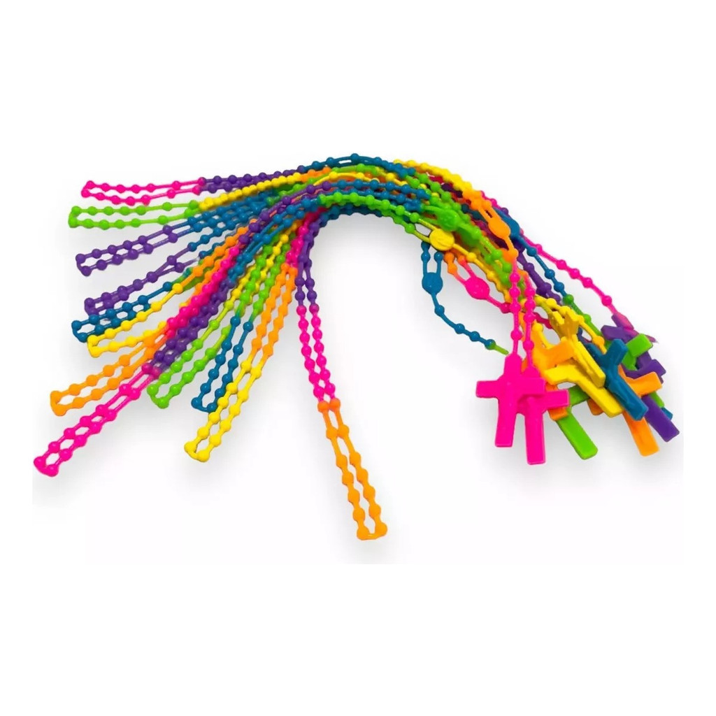 Kit 24 Terço De Borracha/latex Colorido Infantil