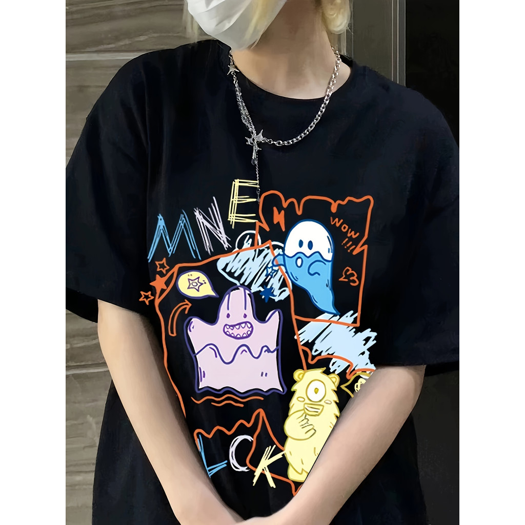 Camiseta Feminina Oversized Americana Estampa Letras Engraçada Confortável Divertida Estilosa Primavera Verão