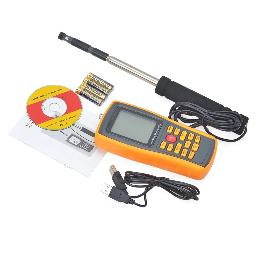 GM8903 Ferramenta De Medição Fio Quente Anemômetro Digital Medidor Temperatura Do Ar Portátil Velocidade Vento Testador