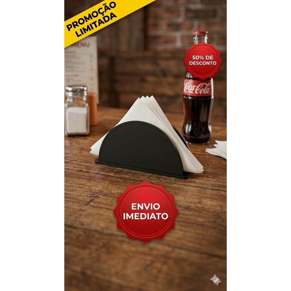 30 Porta Guardanapo MDF Preto Atacado Lanchonete Bar Restaurante Promoção Envio Imediato