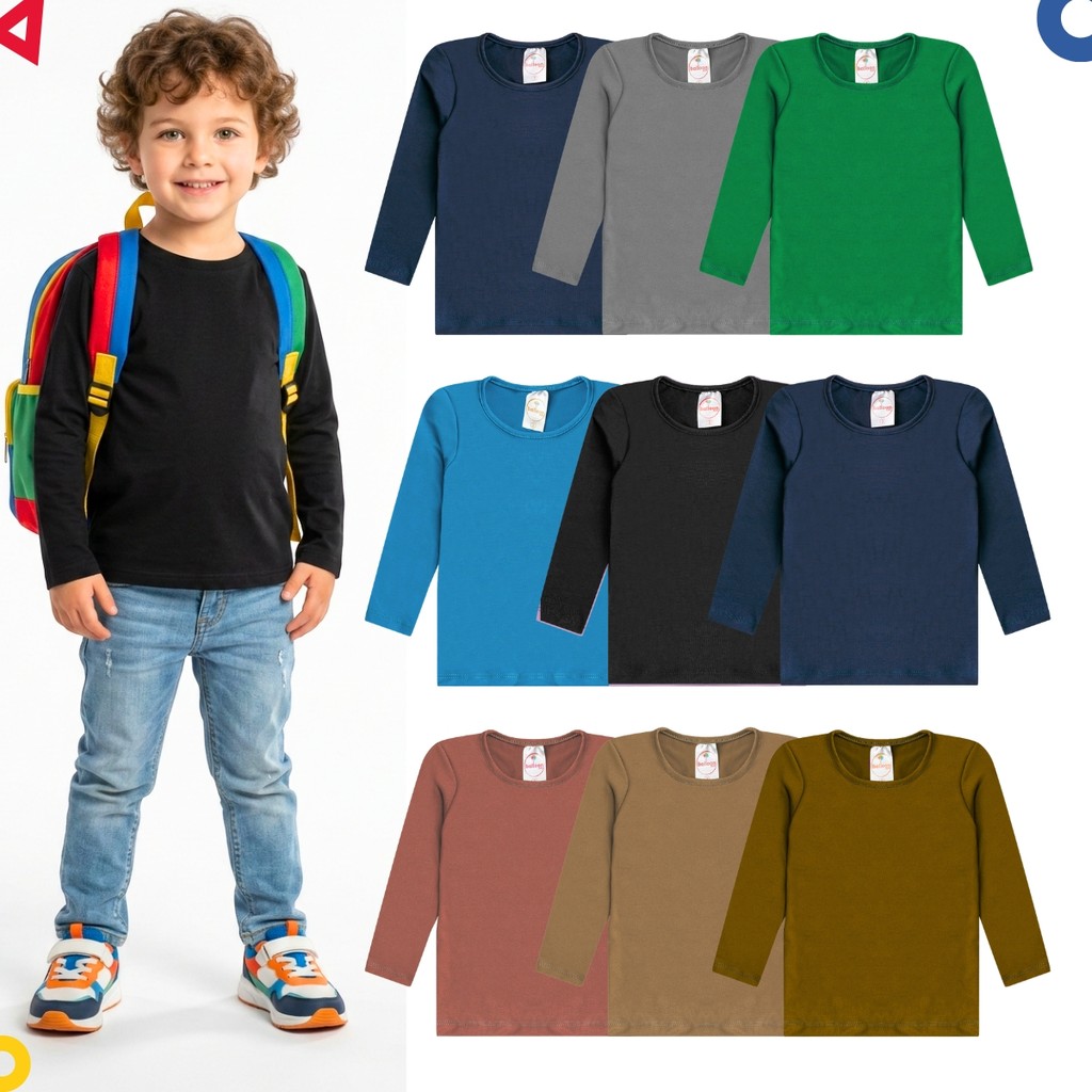 Kit 4 Blusas Térmicas Infantil Masculina Manga Longa Segunda Pele Forrada para Inverno em Oferta na Shopee