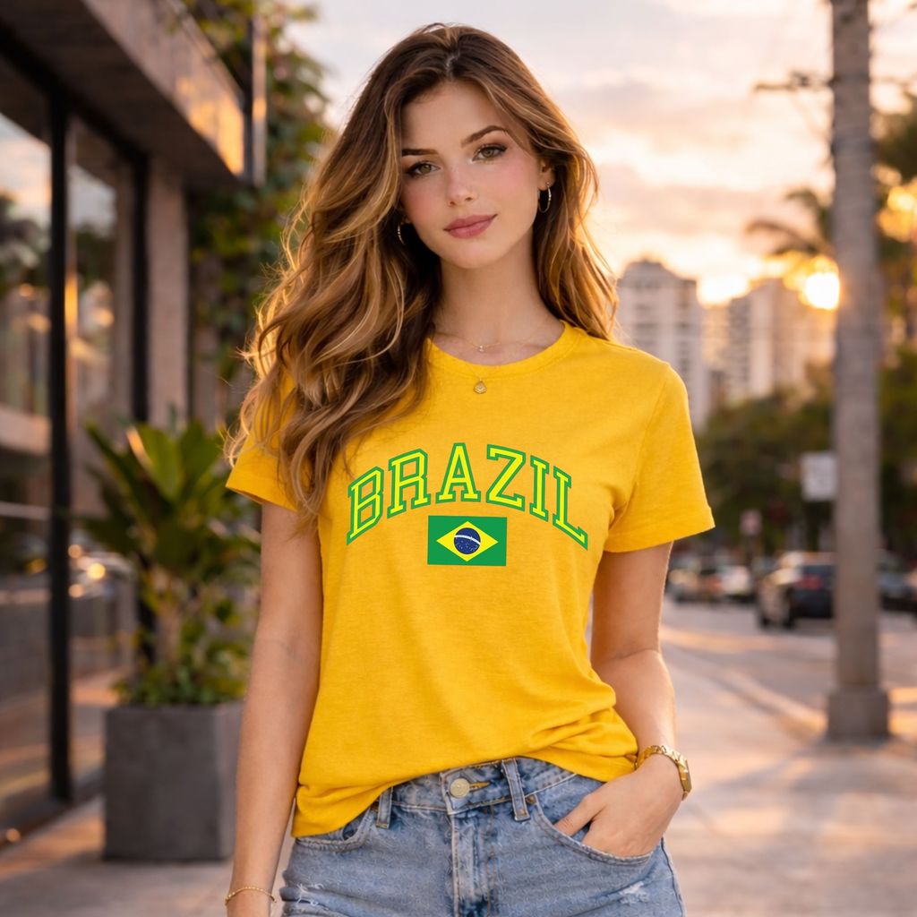 Camiseta Brasil Confortável Unissex Blusa Feminina Estilosa Camiseta Masculina Algodão
