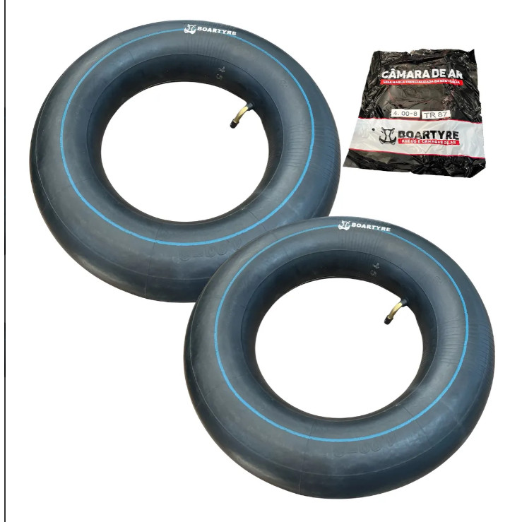 2 Câmara De Pneu Boartyre 400-8 / 480-8 Bico Curvo Tr87 8 Schrader Preto