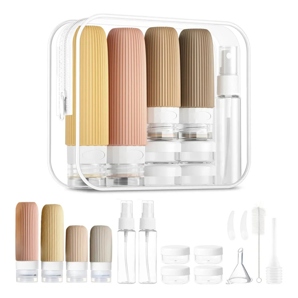 Kit 16 Viagem Frascos Pote Silicone Shampoo Cosmético Viagem