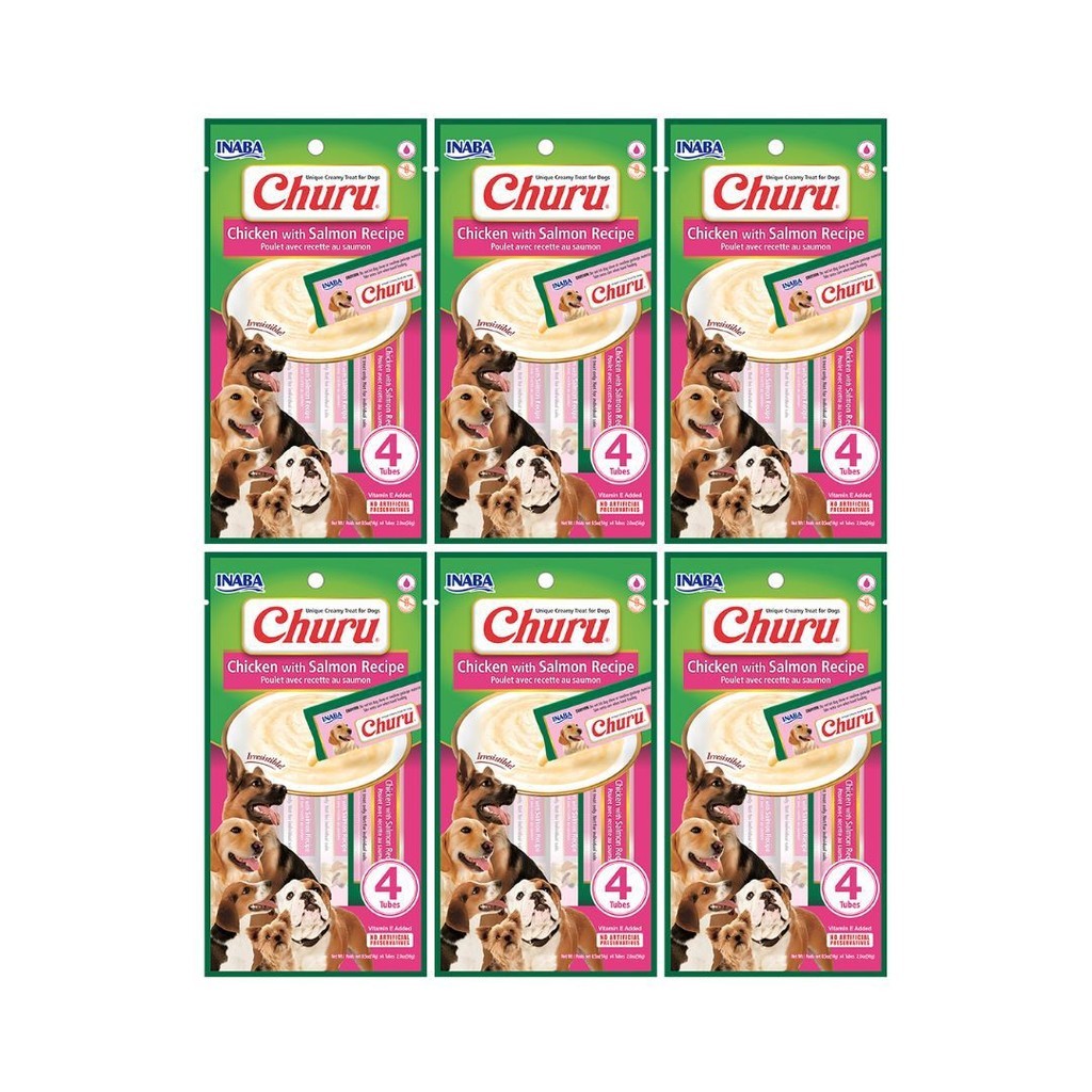 Churu Dog Sabor Frango e Salmão 56g Cães Kit 6 Pacotes
