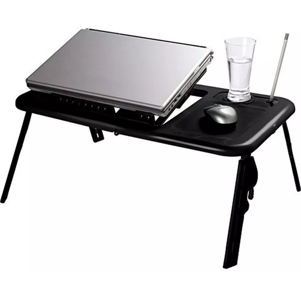 Mesa Articulada Dobravel P/ Notebook Com Cooler Sofa Cama