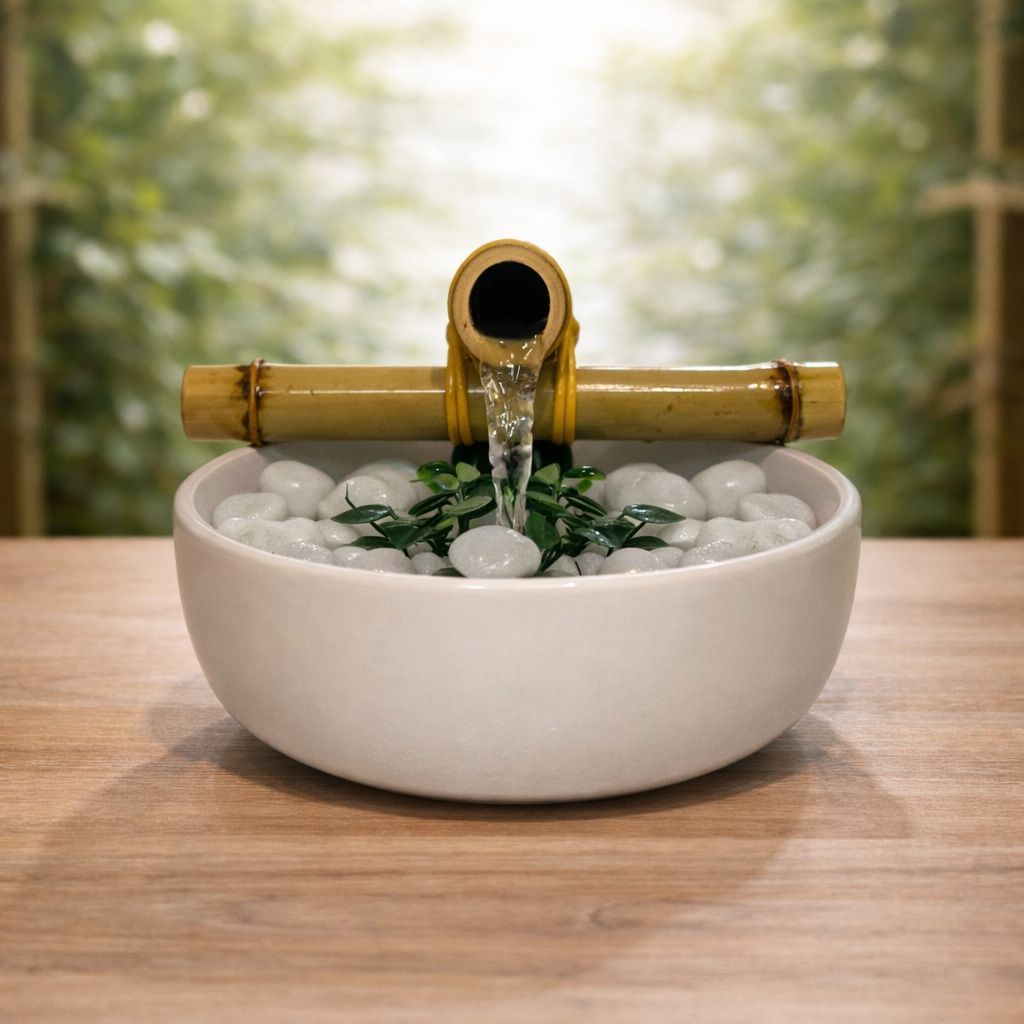 Imagem Fonte Água Decorativa Zen Feng Shui Bambu Relaxante