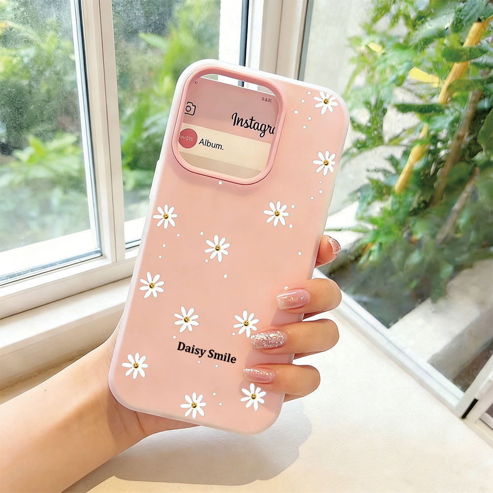 Capa Glitter Para Samsung S26 Ultra S25 S24 Plus S23 FE S22 S21 S20 A17 A07 A06 A15 A16 A56 Margaridas Levemente Pintada