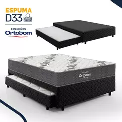 Bicama Box com Colchão Ortobom Airtech 100 D33 + Auxiliar de Espuma D28 Positanno Casal 138cm
